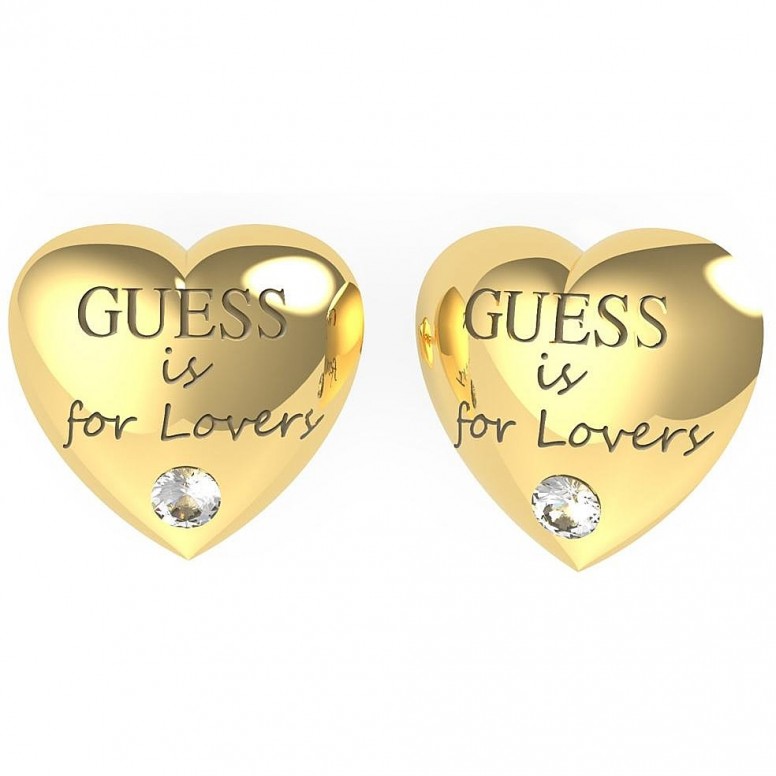 Orecchini Guess a Lobo a Cuore Dorati con Cristallo – “Guess is for Lovers”(mod.7618483800296)