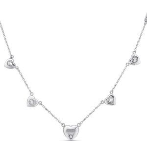 Collana GUESS Argento con Cuori e Cristalli (mod.7618483802115)