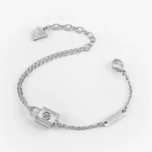 Bracciale Donna Guess Argento con Ciondolo Lucchetto e Cristalli (mod.7624302355991)