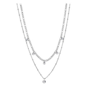 Collana a tre fili Brosway Symphonia BYM81 in acciaio lucido con cristalli bianchi.