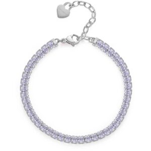 Bracciale Brosway BEI063 della Collezione Desideri, in acciaio con cristalli lilla e chiusura regolabile. Elegante, luminoso e perfetto per ogni look femminile.