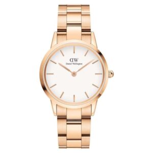 Orologio donna Daniel Wellington Iconic Link DW00100211: cassa 28 mm e finitura oro rosa per un’eleganza minimal e contemporanea.