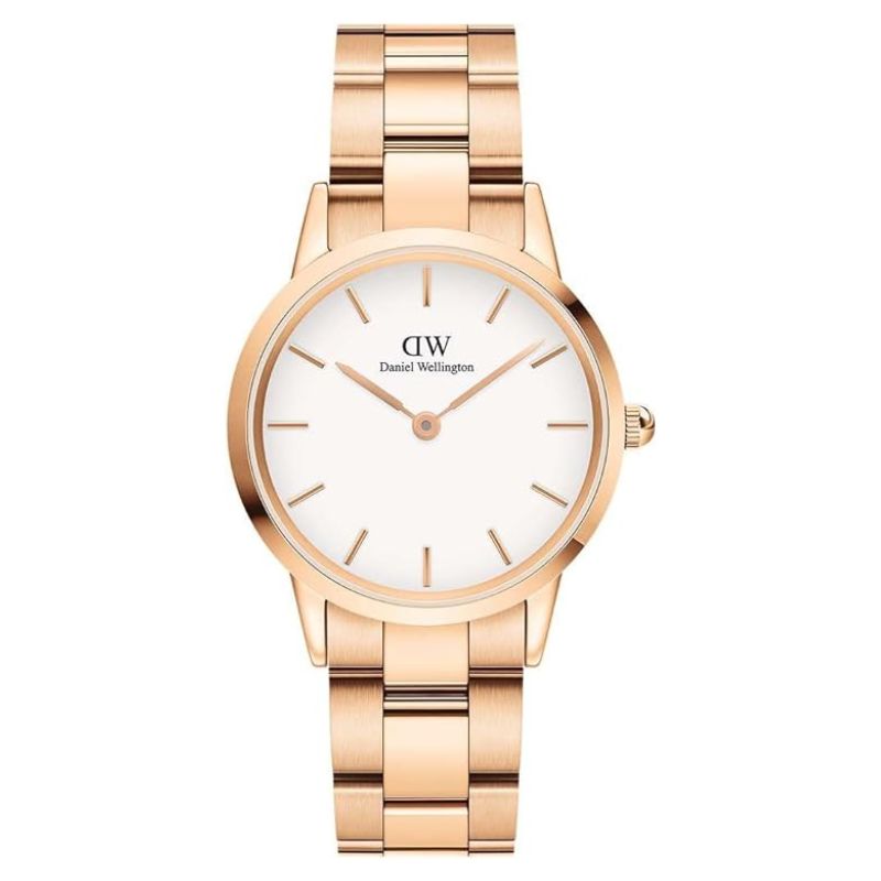 Orologio donna Daniel Wellington Iconic Link DW00100211: cassa 28 mm e finitura oro rosa per un’eleganza minimal e contemporanea.