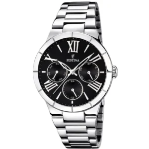 Orologio Festina F16716/2 da donna, con quadrante nero e contatori multifunzione. Eleganza classica e funzionalità moderna in un unico accessorio.