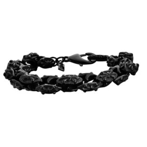 Bracciale uomo Police in acciaio nero con teste di leone scolpite. Design deciso e grintoso per uno stile audace e fuori dagli schemi.