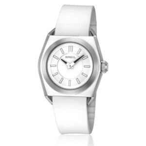Stile essenziale e contemporaneo: l’orologio Breil TW0816 abbina un quadrante bianco minimal a una cassa in acciaio satinato e cinturino in silicone bianco.