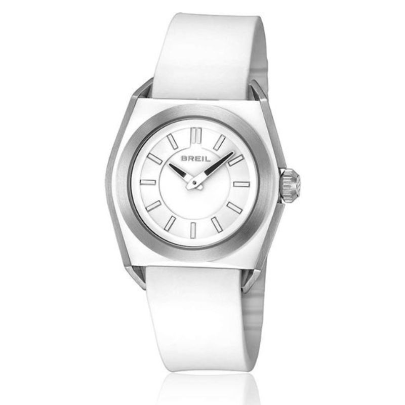 Stile essenziale e contemporaneo: l’orologio Breil TW0816 abbina un quadrante bianco minimal a una cassa in acciaio satinato e cinturino in silicone bianco.