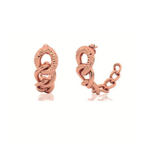 Orecchini Unoaerre in bronzo, design a catena in mezzo cerchio con finitura oro rosa