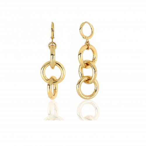 Orecchini pendenti Unoaerre in bronzo dorato, design a cerchi intrecciati, modello 1860.