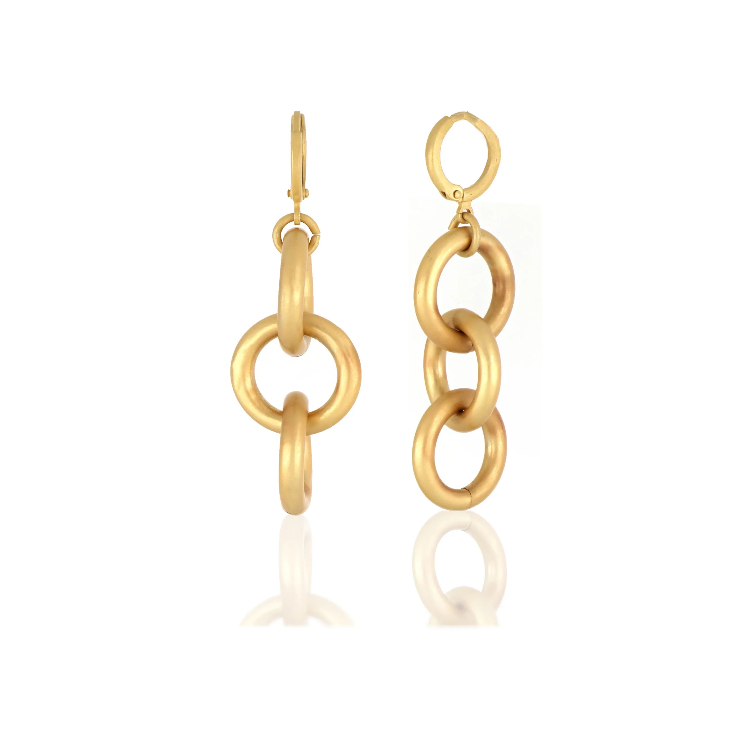 Orecchini Unoaerre in bronzo dorato con cerchi satinati.