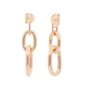 Orecchini pendenti in bronzo rosato con maglie ovali lisce.