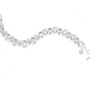 Bracciale UNOAERRE in bronzo dorato con catena rolò martellata e chiusura a barra.