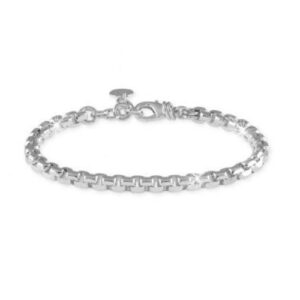 Bracciale UNOAERRE in bronzo rodiato con catena veneziana bombate e chiusura regolabile. Eleganza minimal e raffinata per ogni occasione.