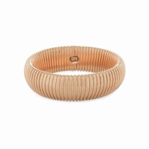 Bracciale a fascia larga Unoaerre in bronzo rosato con lavorazione tubogas e struttura elastica.
