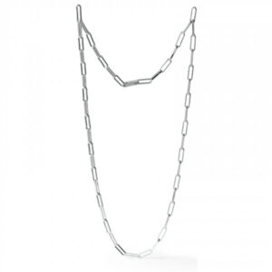 Collana in bronzo bianco Unoaerre con maglie rettangolari allungate. Moderna,