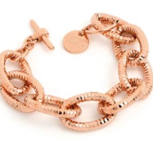 Bracciale UNOAERRE in bronzo rosato con maxi maglie martellate.