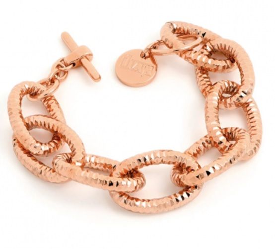 Bracciale UNOAERRE in bronzo rosato con maxi maglie martellate.
