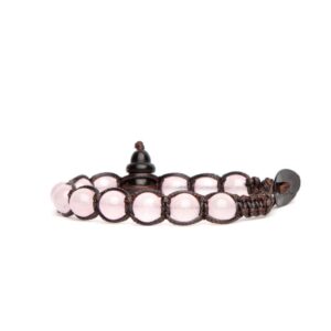 Bracciale Tamashii in Quarzo Rosa – Cordino Marrone (mod.2100000044474)