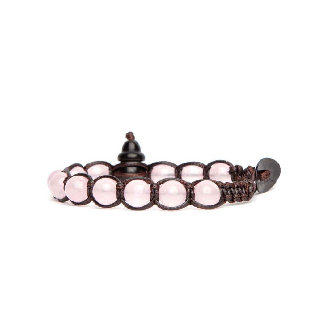 Bracciale Tamashii in Quarzo Rosa – Cordino Marrone (mod.2100000044474)