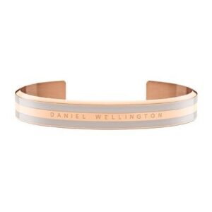 Bracciale Daniel Wellington DW00400011 in acciaio oro rosa con dettaglio grigio opaco e logo inciso.
