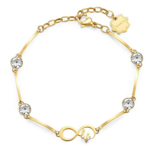 Un simbolo eterno di amore e vita. Raffinato e luminoso, questo bracciale è un inno alla continuità e all’energia positiva.