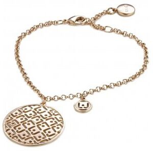 Bracciale Liu Jo dorato con pendente traforato a motivo geometrico. Elegante, raffinato e perfetto per ogni occasione.