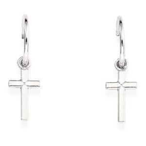 Orecchini Amen in Argento 925 con croce pendente. Design essenziale e simbolico, perfetti per ogni occasione.