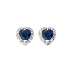 Orecchini Amen in Argento 925 con cuore blu e zirconi. Eleganti, romantici e perfetti per ogni occasione speciale.