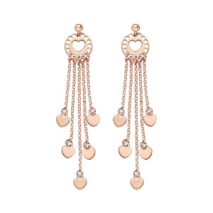 Orecchini Amen in Argento 925 placcato oro rosa con pendenti a cuore. Romantici e luminosi, perfetti per ogni occasione speciale.