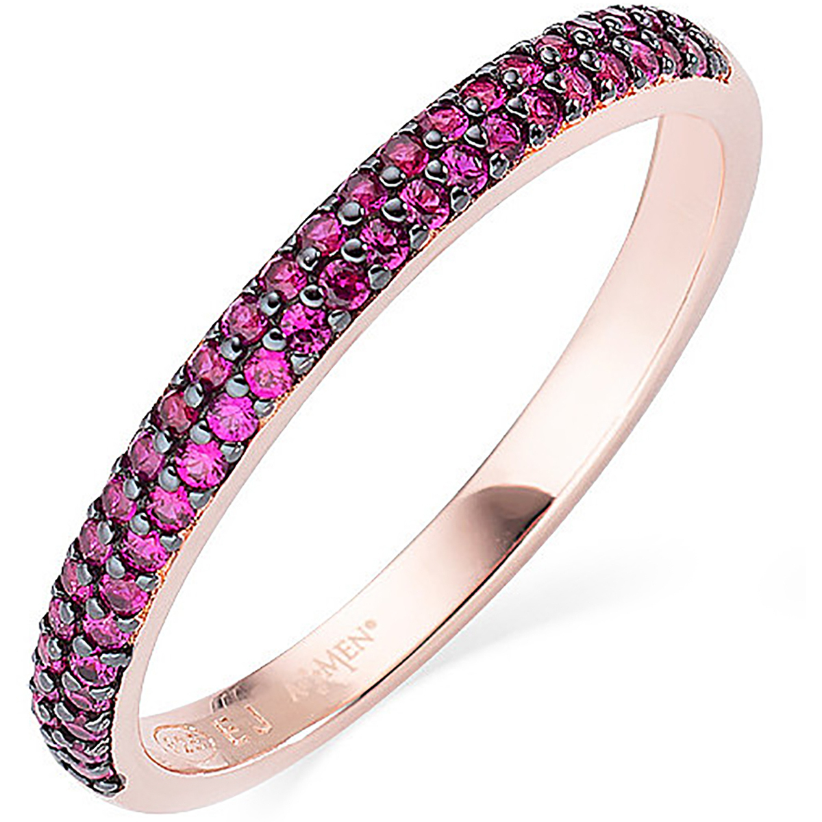 Anello Amen in Argento 925 con placcatura oro rosa e zirconi rosa.