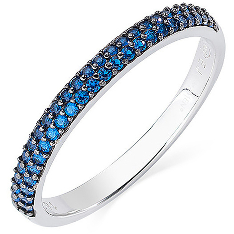 Anello elegante e raffinato della Collezione Rainbow firmata Amen. Realizzato in Argento 925 con finitura rodiata e pavé di zirconi blu per un tocco di luce e colore.
