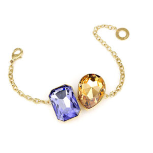 Bracciale Liu Jo dorato con maxi cristalli colorati. Elegante e brillante, ideale per dare luce ai tuoi look.