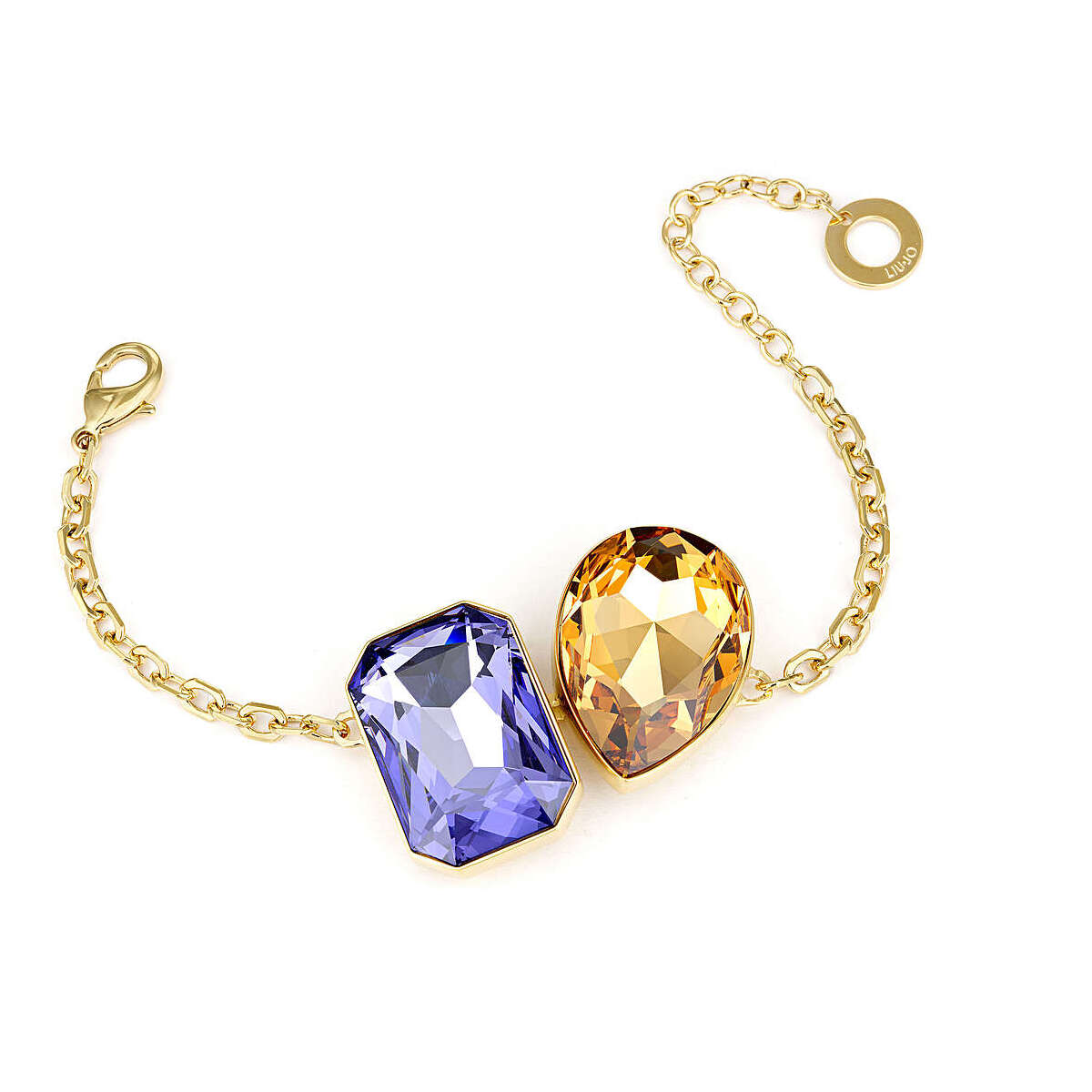 Bracciale Liu Jo dorato con maxi cristalli colorati. Elegante e brillante, ideale per dare luce ai tuoi look.