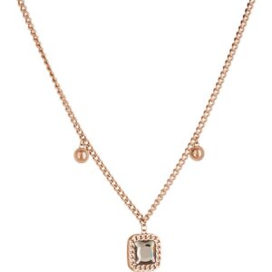 Collana con due charm rotondi laterali e un pendente centrale con cristallo