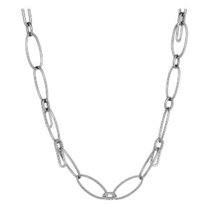 Una collana grintosa e di tendenza con maglie oversize e dettagli luminosi. Perfetta per dare carattere a ogni look, dal più casual al più elegante.