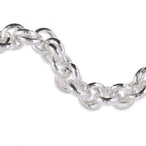 Bracciale UNOAERRE in bronzo rodiato con catena maxi rolò. Finitura lucida, chiusura a barra, logo inciso.