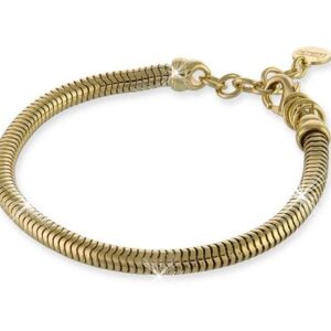 Bracciale UNOAERRE da donna in bronzo dorato con catena snake flessibile.
