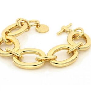 Bracciale UNOAERRE in bronzo dorato con catena ovale maxi bombata