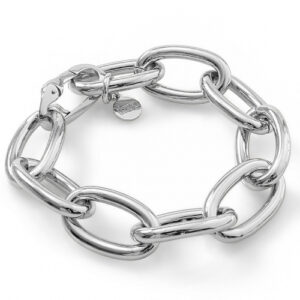 Bracciale UNOAERRE con maglie ovali oversize in bronzo finitura rodio