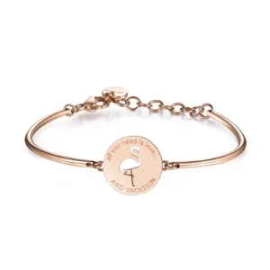 Bracciale Brosway in acciaio rosé con fenicottero