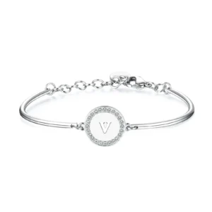 Bracciale Brosway Chakra Lettera V in acciaio e cristalli