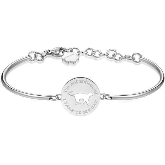 Bracciale Brosway Chakra Gatto in acciaio con incisione
