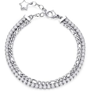 Bracciale Brosway Desideri BEI045 in acciaio rodiato con zirconi e pendente stella