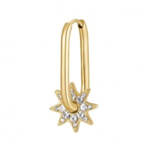 Mono Orecchino Stella con Cristalli in Acciaio Dorato (mod.8053851533687)