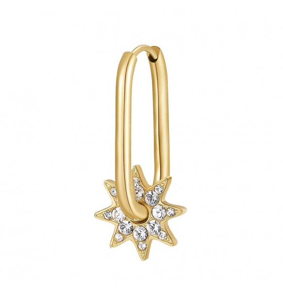 Mono Orecchino Stella con Cristalli in Acciaio Dorato (mod.8053851533687)