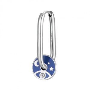 Mono Orecchino con Pendente Luna e Stelle in Acciaio e Smalto Blu (mod.8053851533717)