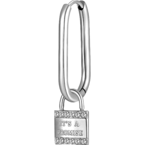 Mono Orecchino con Lucchetto “IT’S A PROMISE” in Acciaio e Cristalli (mod.8053851533731)