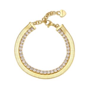 Bracciale Brosway dorato con doppia catena e zirconi bianchi