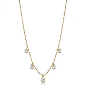 Scopri la Collana Brosway Desideri BEIN015 in acciaio dorato con cinque cristalli bianchi pendenti.