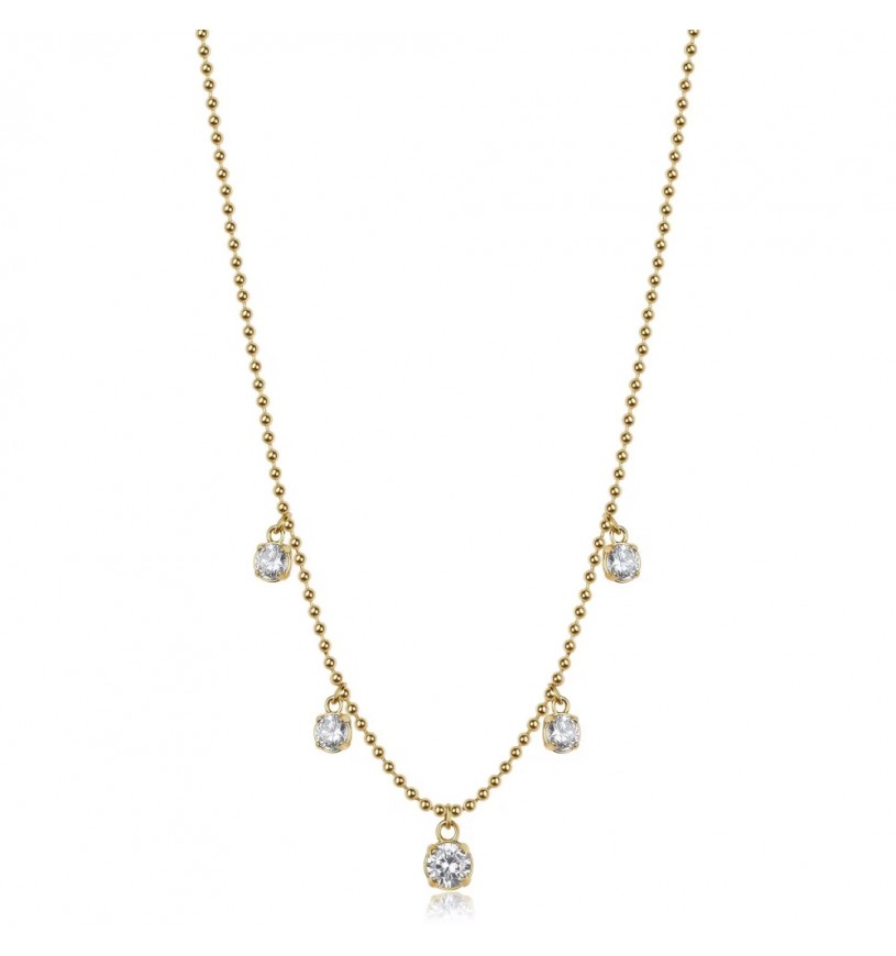 Scopri la Collana Brosway Desideri BEIN015 in acciaio dorato con cinque cristalli bianchi pendenti.
